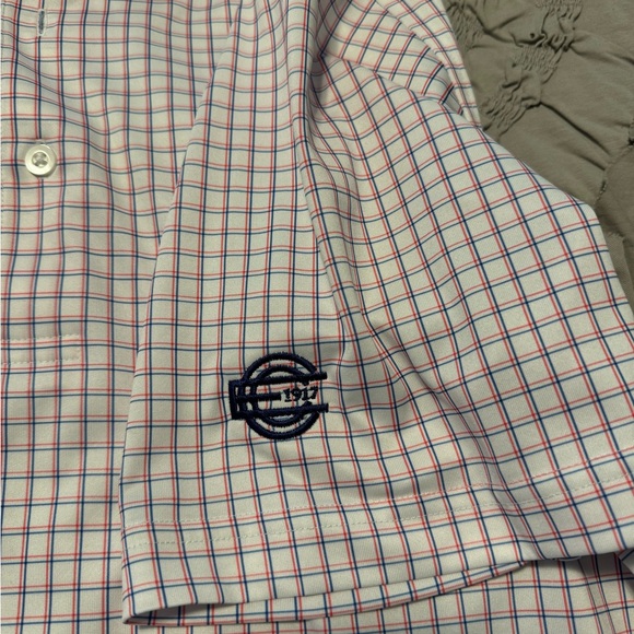 Donald Ross golf shirt. Size small. White with blue and red checks. - Picture 4 of 6